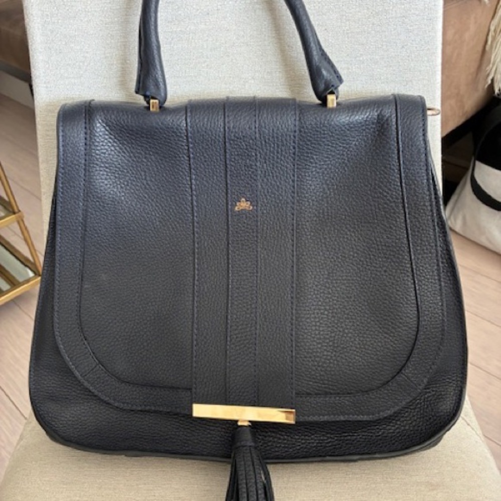 DeMellier Midnight Blue Satchel with Gold Details - Picture 10 of 10